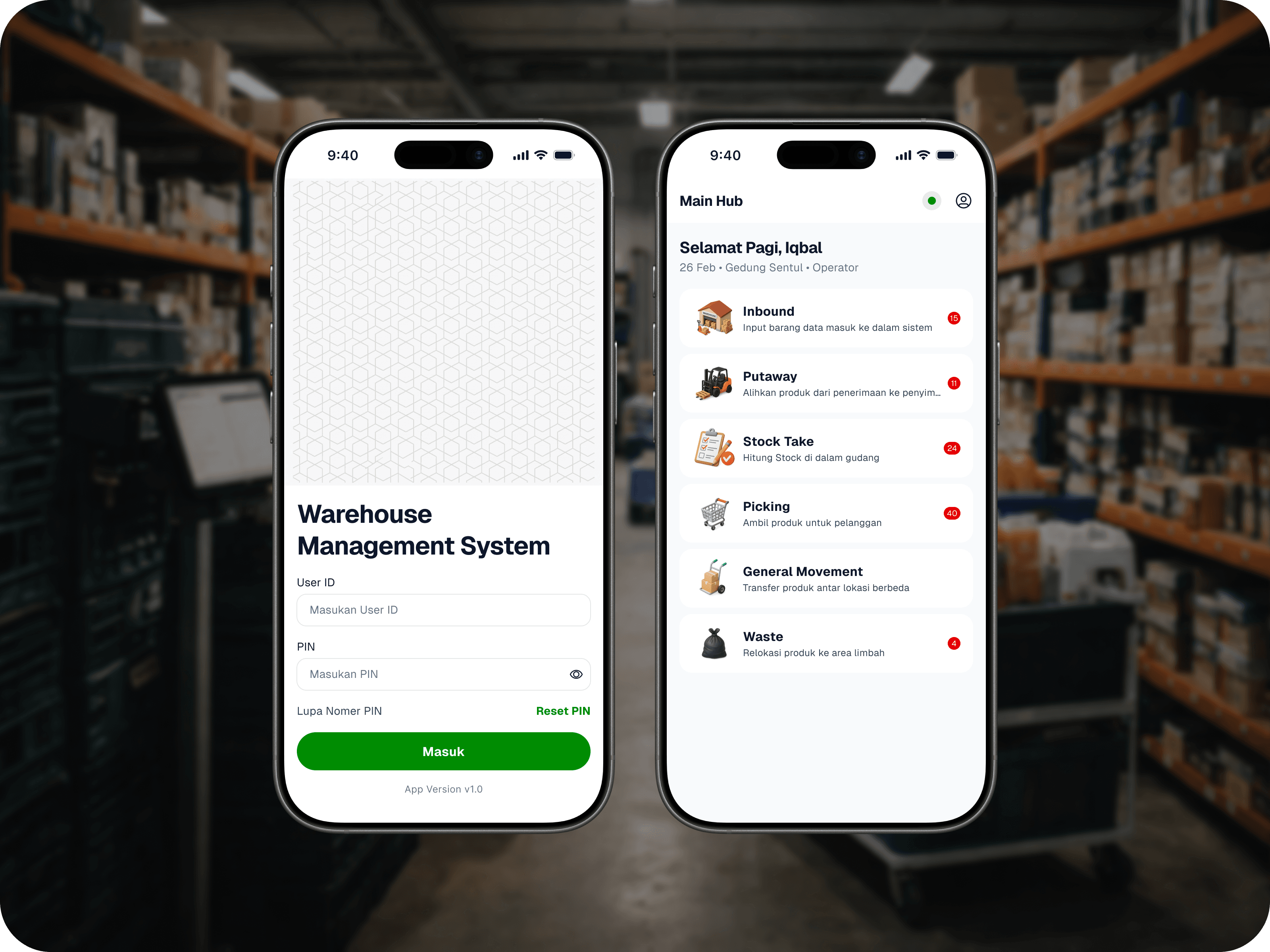 Warehouse Management System Mobile App UI
